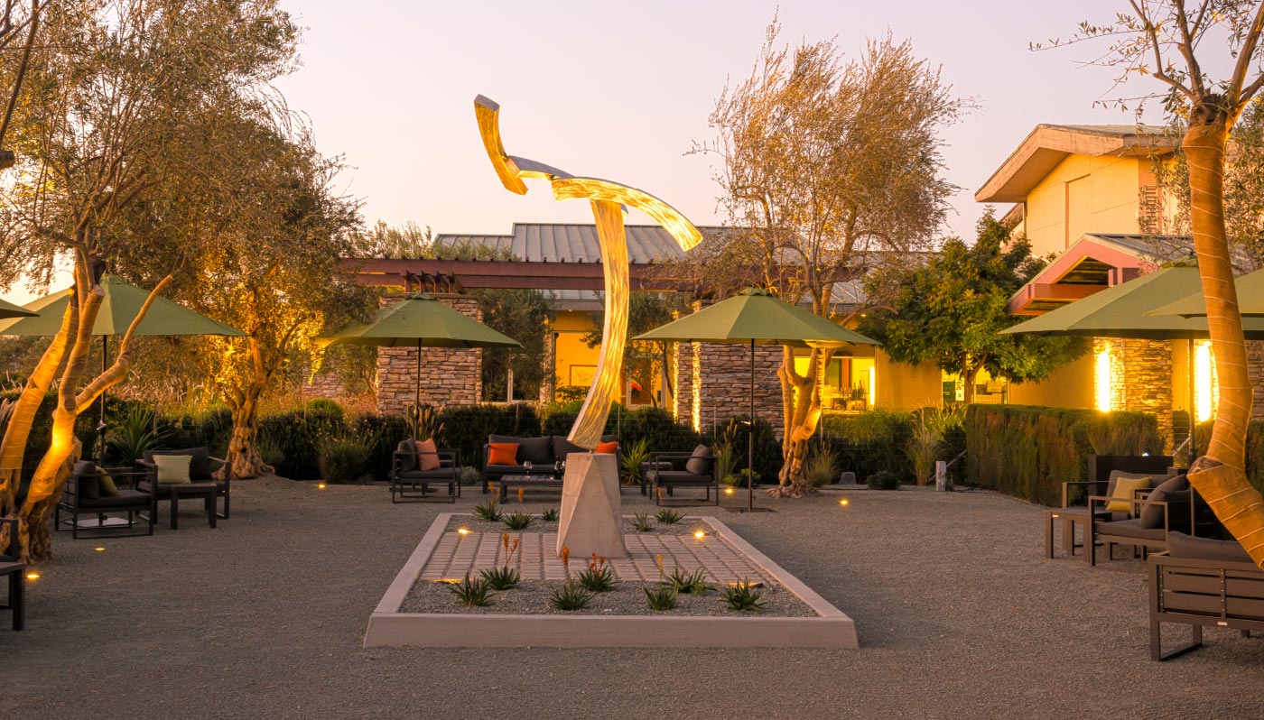 Wind Sculpture Garden at sunset