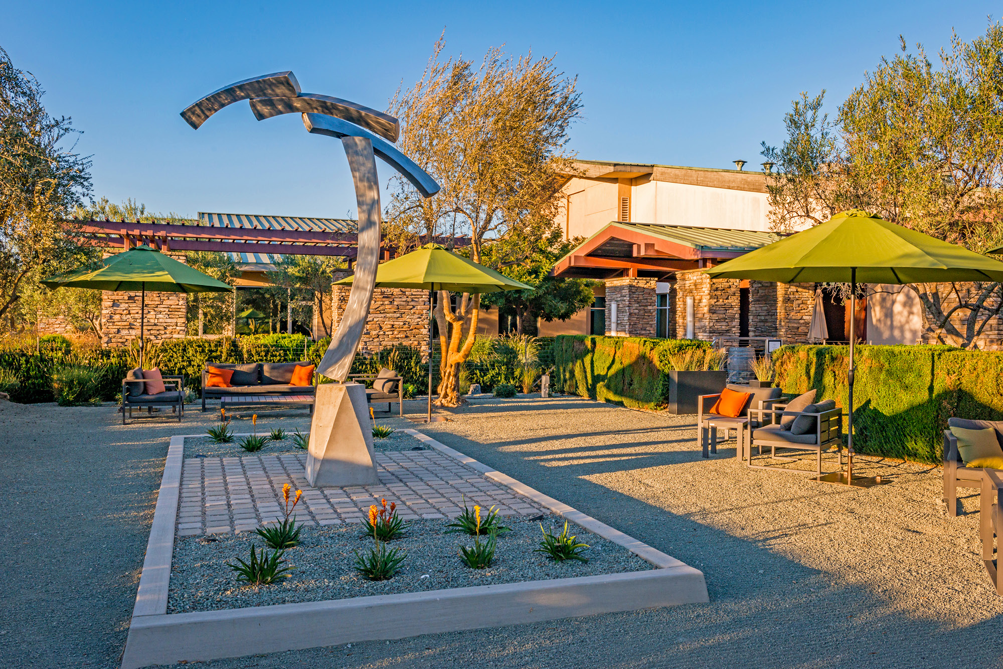 Tolosa sculpture garden at sunset