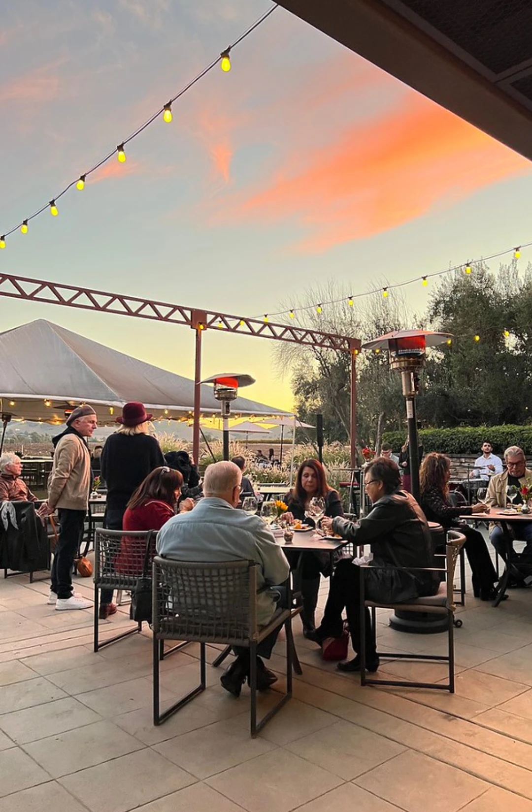 People sitting out on the patio