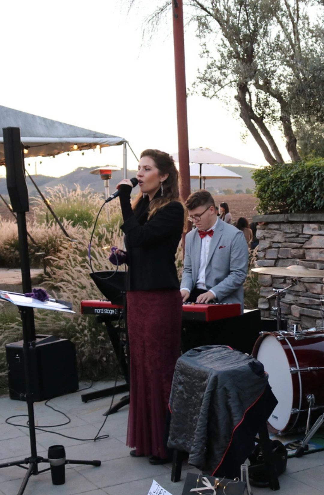 A band performing on the terrace